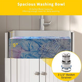 Karl home 24 in. D Drop-In Laundry/Utility Sink in White with Cabinet and Pull-Out Sprayer Faucet