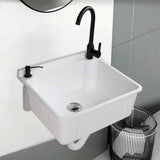 Karl home 17.5 in. Wall Mount Laundry Utility Sink with Faucet in White