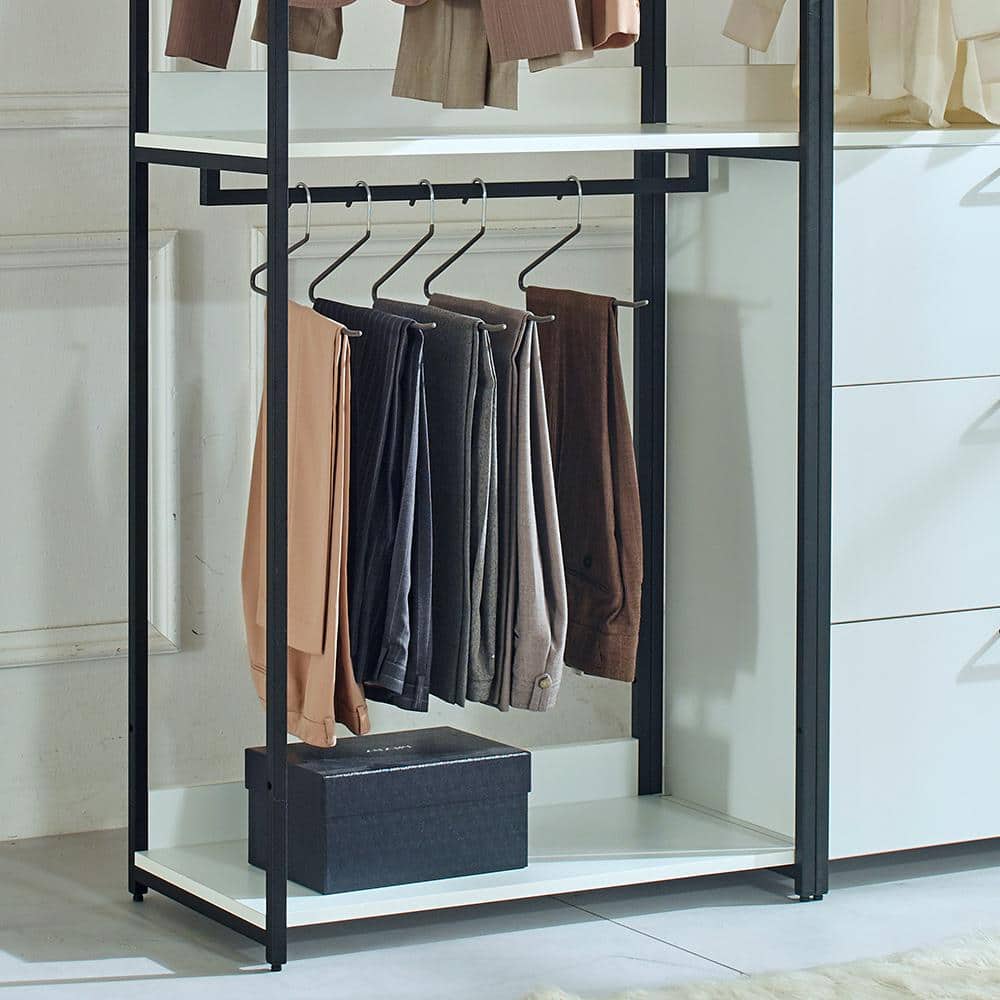 Klair Living Fiona 96 in. W White Freestanding Walk in Wood Closet System with Metal Frame