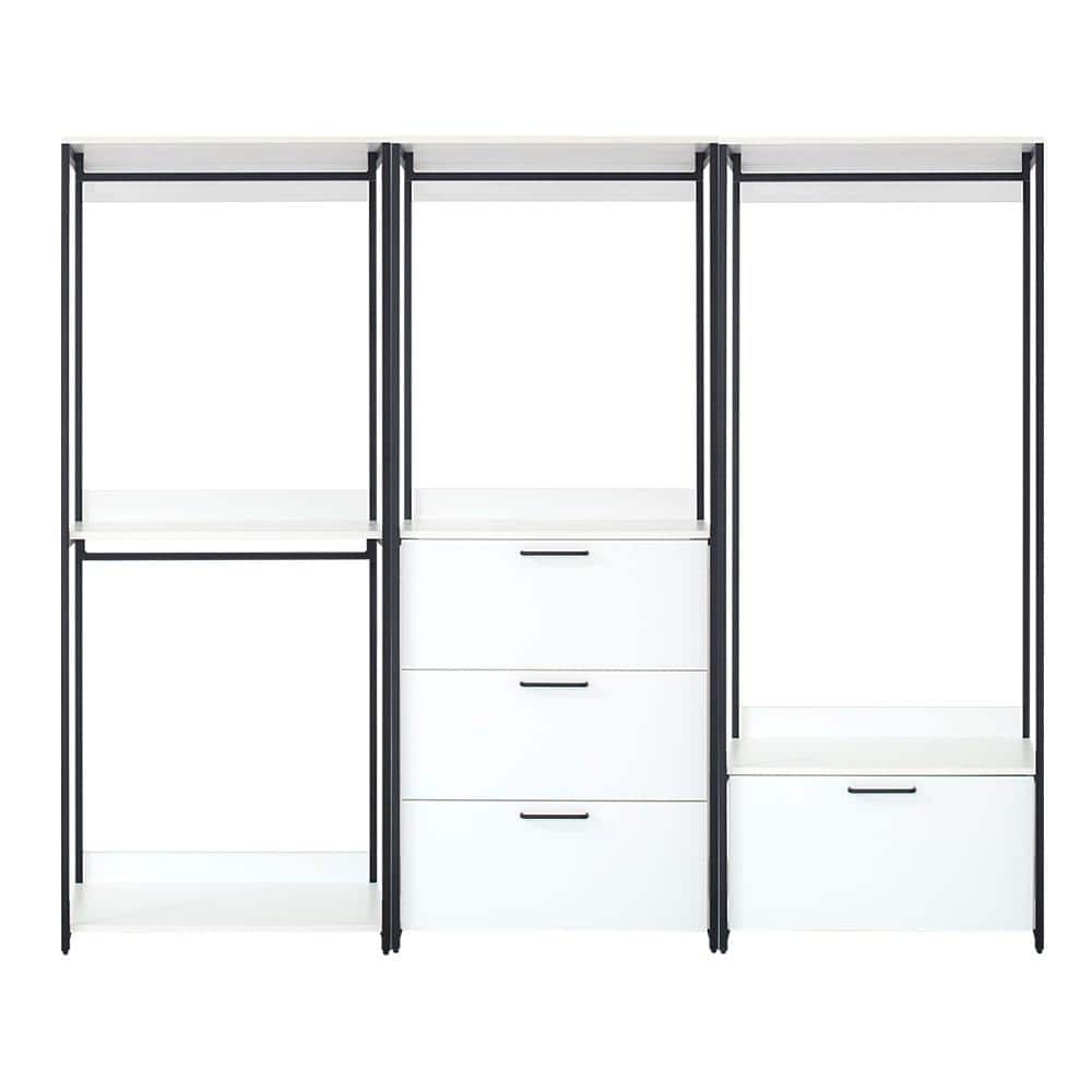 Klair Living Fiona 96 in. W White Freestanding Walk in Wood Closet System with Metal Frame