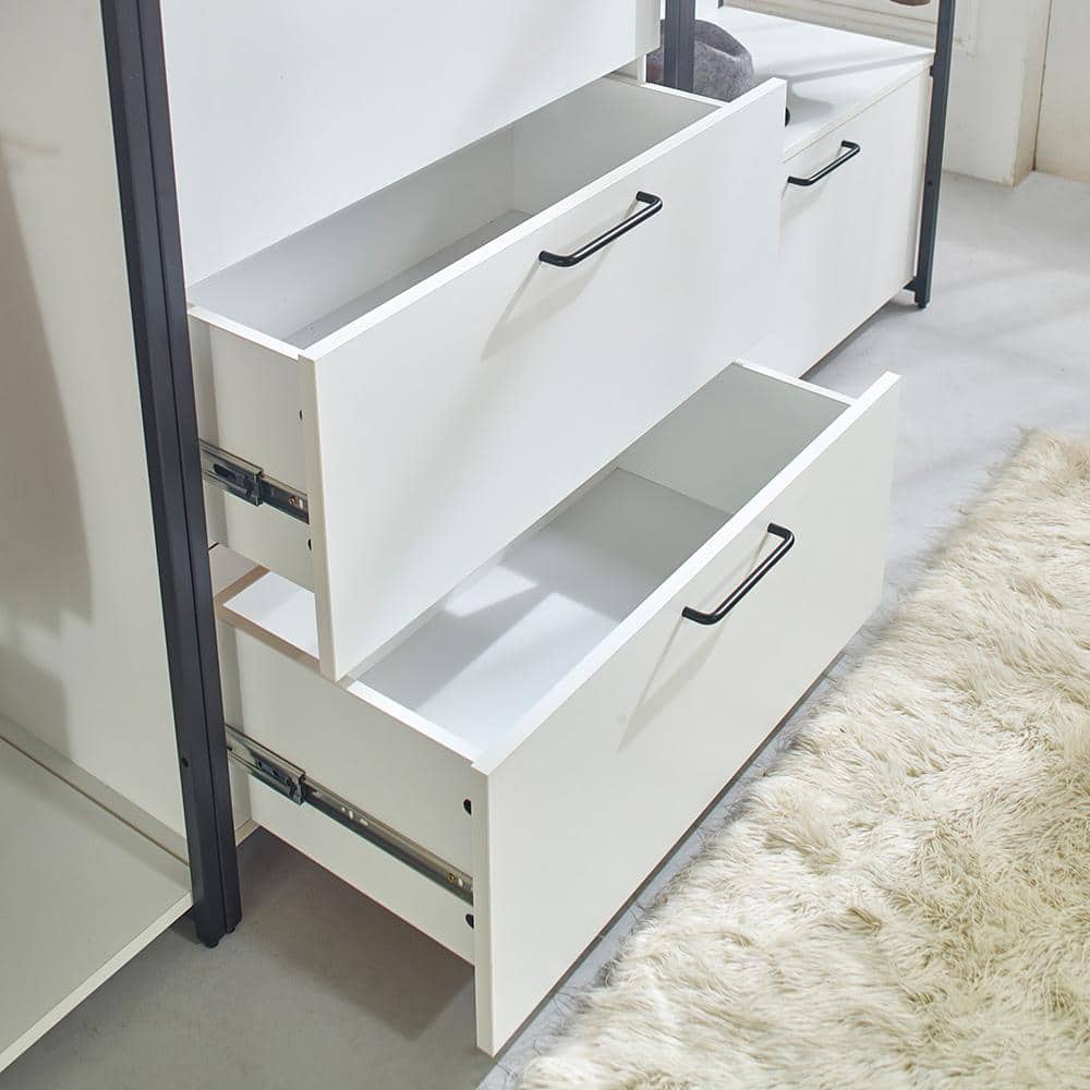 Klair Living Fiona 96 in. W White Freestanding Walk in Wood Closet System with Metal Frame