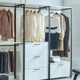 Klair Living Fiona 96 in. W White Freestanding Walk in Wood Closet System with Metal Frame