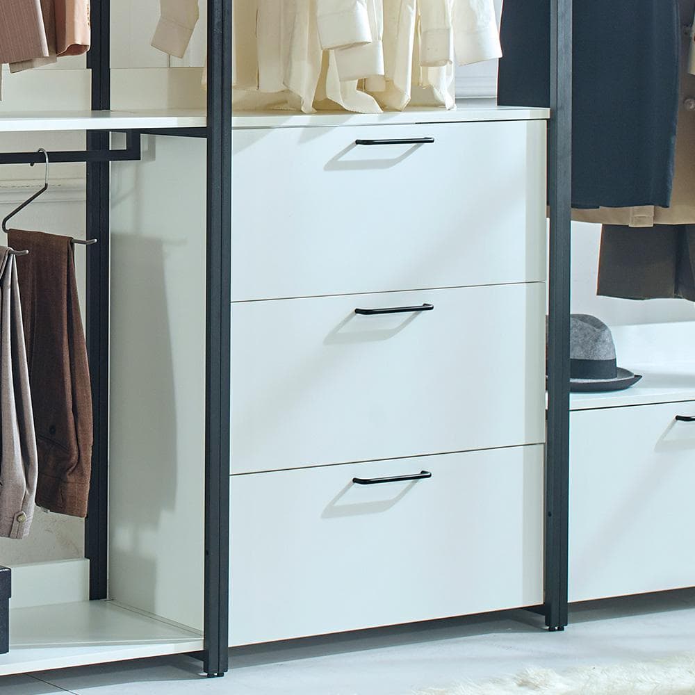 Klair Living Fiona 96 in. W White Freestanding Walk in Wood Closet System with Metal Frame