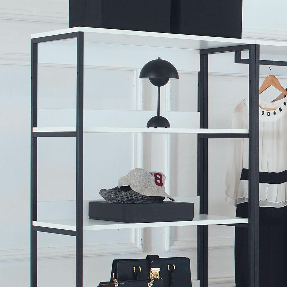 Klair Living Fiona 111 in. W White Freestanding Walk in Wood Closet System with Metal Frame