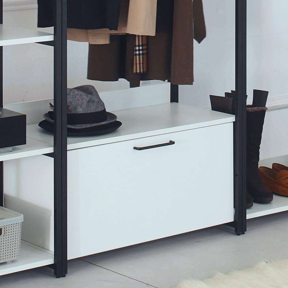 Klair Living Fiona 111 in. W White Freestanding Walk in Wood Closet System with Metal Frame