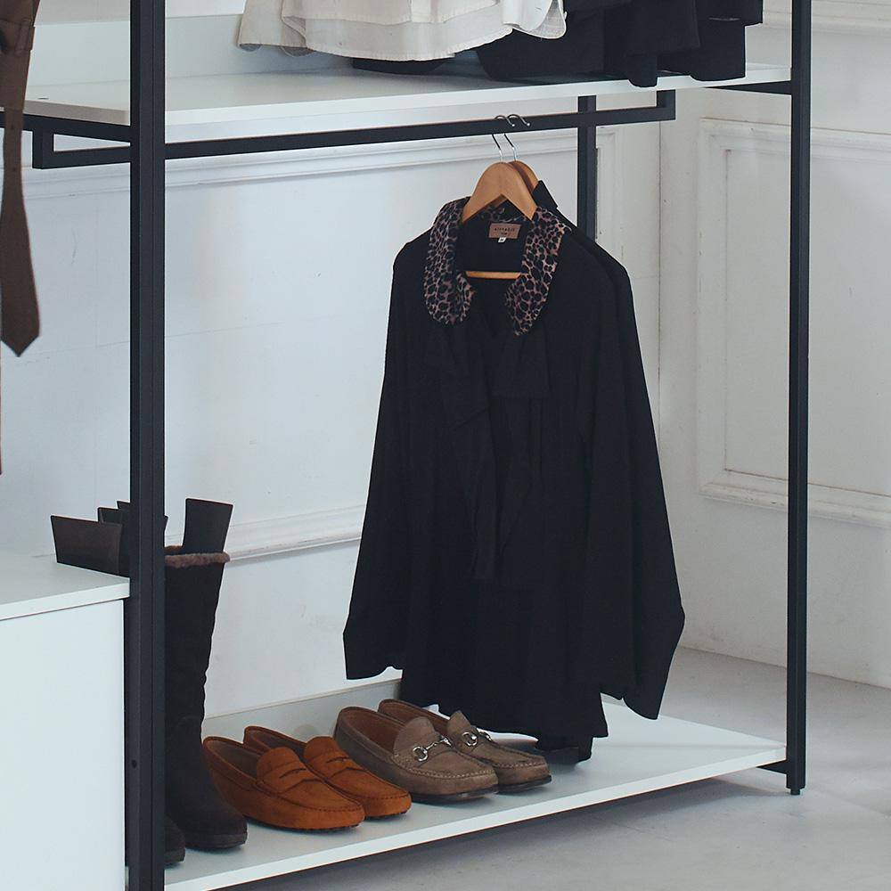 Klair Living Fiona 111 in. W White Freestanding Walk in Wood Closet System with Metal Frame