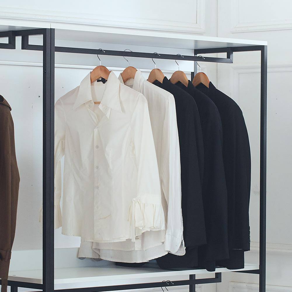 Klair Living Fiona 111 in. W White Freestanding Walk in Wood Closet System with Metal Frame