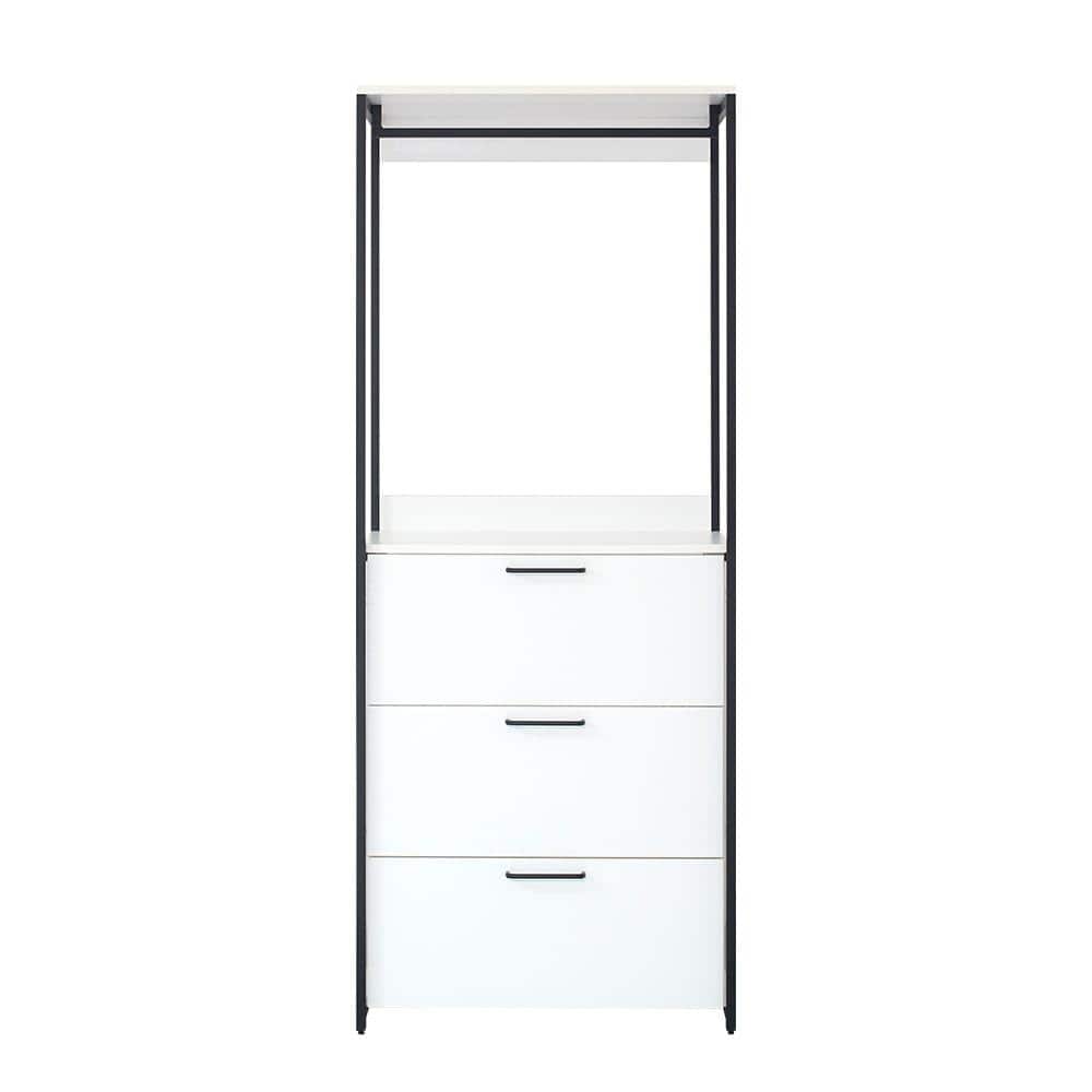 Klair Living Fiona 32 in. W White Freestanding Wood Closet System Tower with 3 Drawers