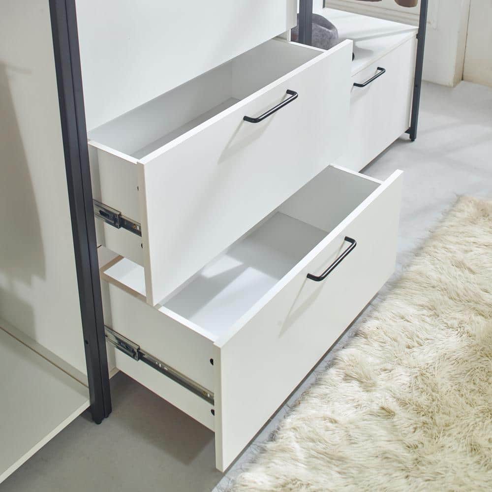 Klair Living Fiona 32 in. W White Freestanding Wood Closet System Tower with 3 Drawers