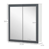 kleankin Wall Mounted Bathroom Medicine Cabinet 27 in. W x 30 in. H with Mirror Rectangular MDF Medicine Cabinet with Mirror