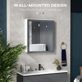 kleankin Wall Mounted Bathroom Medicine Cabinet 27 in. W x 30 in. H with Mirror Rectangular MDF Medicine Cabinet with Mirror