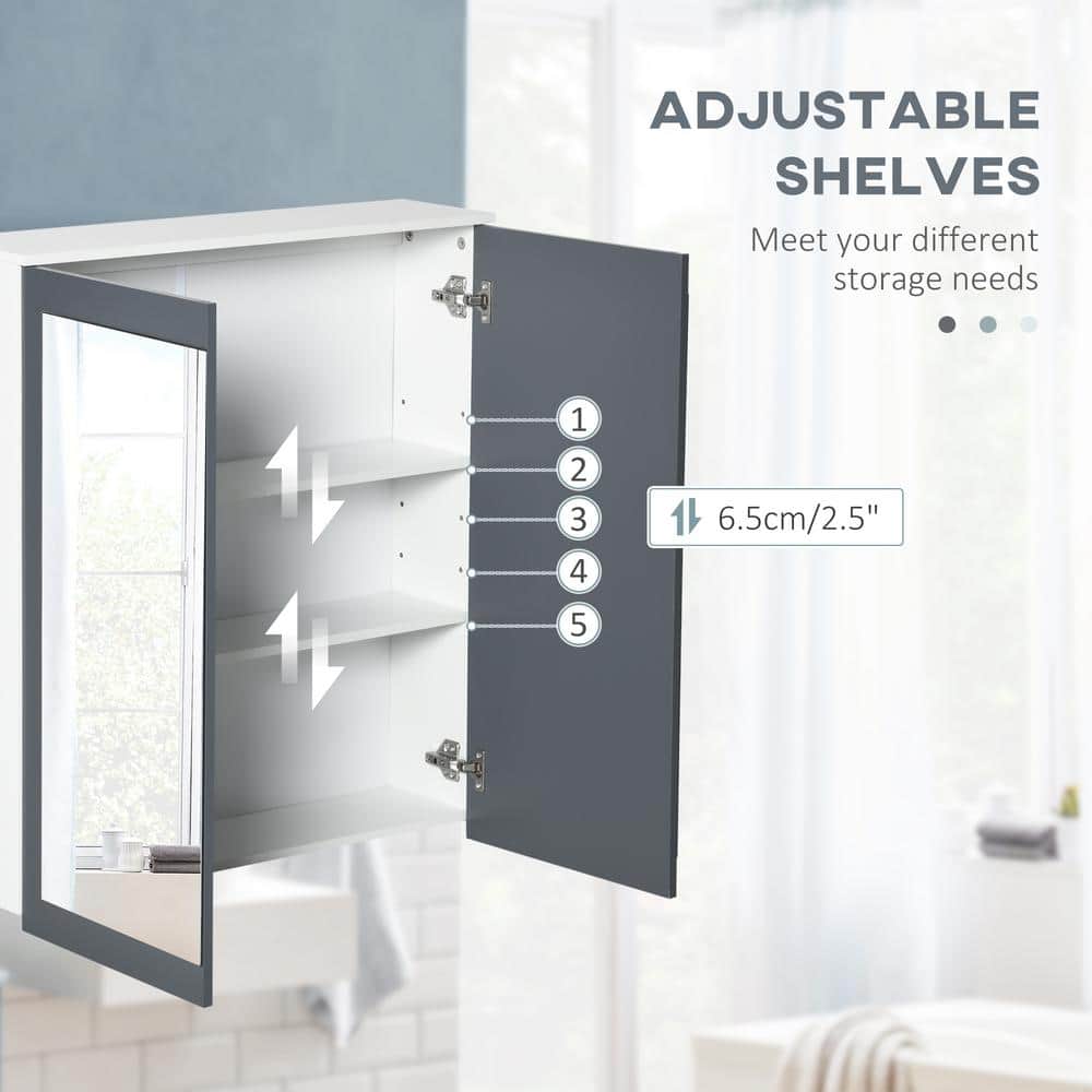 kleankin Wall Mounted Bathroom Medicine Cabinet 27 in. W x 30 in. H with Mirror Rectangular MDF Medicine Cabinet with Mirror