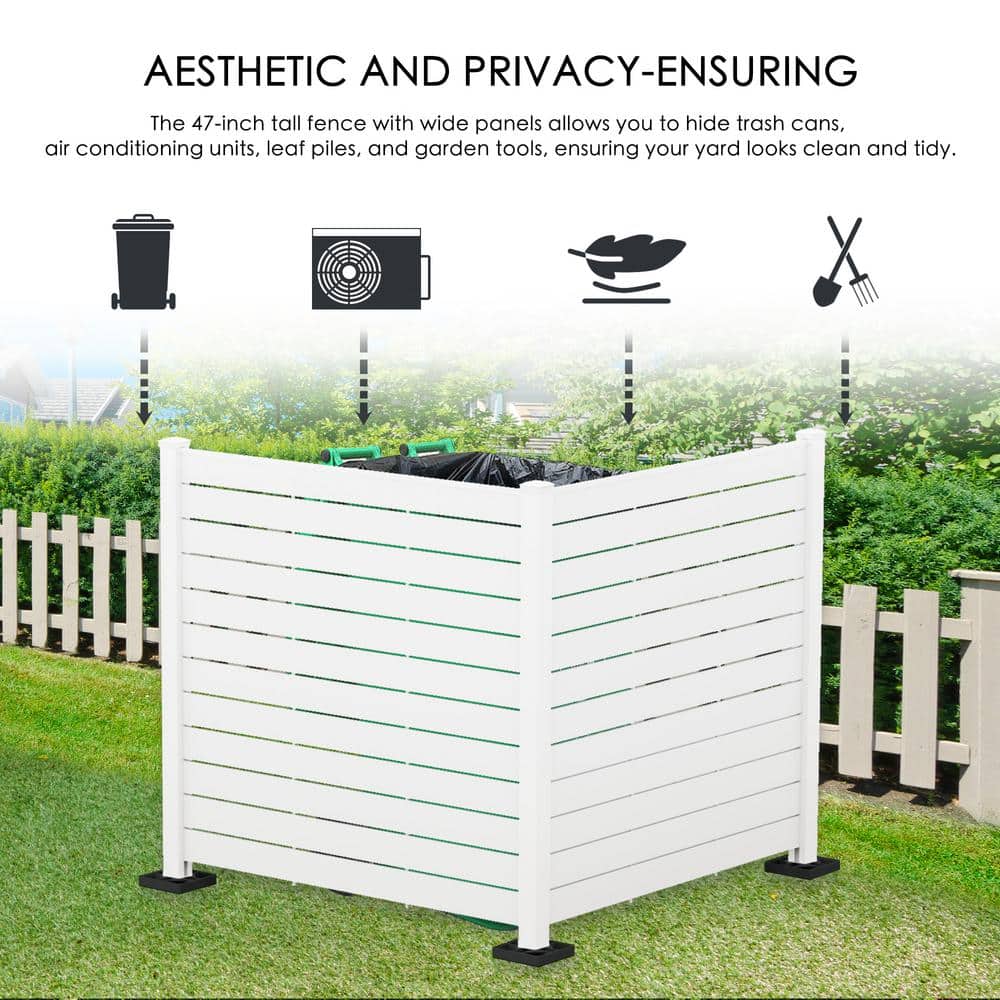 KOZYARD Outdoor Privacy Screens: 4.17 ft. W x 4.0 ft. H Vinyl Fence Panels for AC & Trash Storage