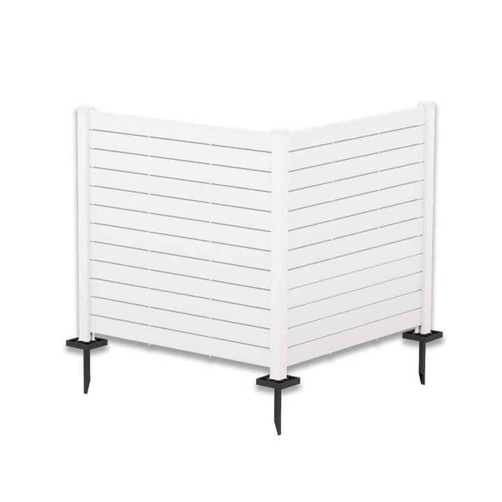 KOZYARD Outdoor Privacy Screen White Framed Fence Panels Kit 4 ft.