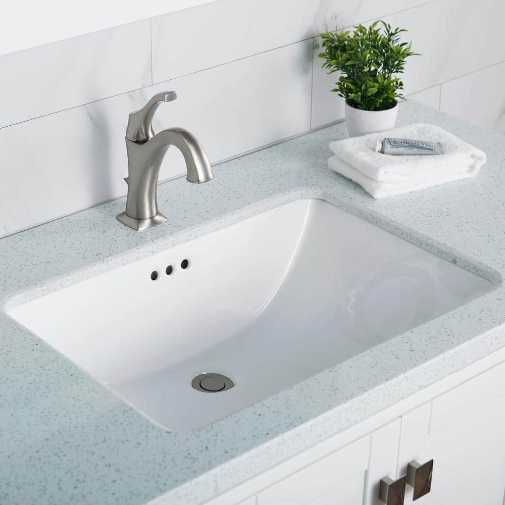 KRAUS Elavo Large Rectangular Ceramic Undermount Bathroom Sink in White with Overflow, 23-1/4 in. x 16-1/2 in.