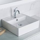 KRAUS Elavo 18.6 in. Square Ceramic Vessel Bathroom Sink in White