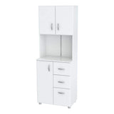 Inval 23.62x15.35x66.14 in. Microwave Storage Utility Cabinet in Laricina White