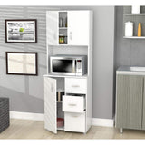 Inval 23.62x15.35x66.14 in. Microwave Storage Utility Cabinet in Laricina White
