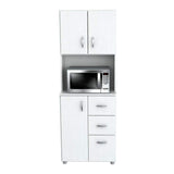 Inval 23.62x15.35x66.14 in. Microwave Storage Utility Cabinet in Laricina White
