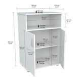 Inval 23.62x14.96x32.87 in. Microwave Storage Utility Cabinet in Laricina White