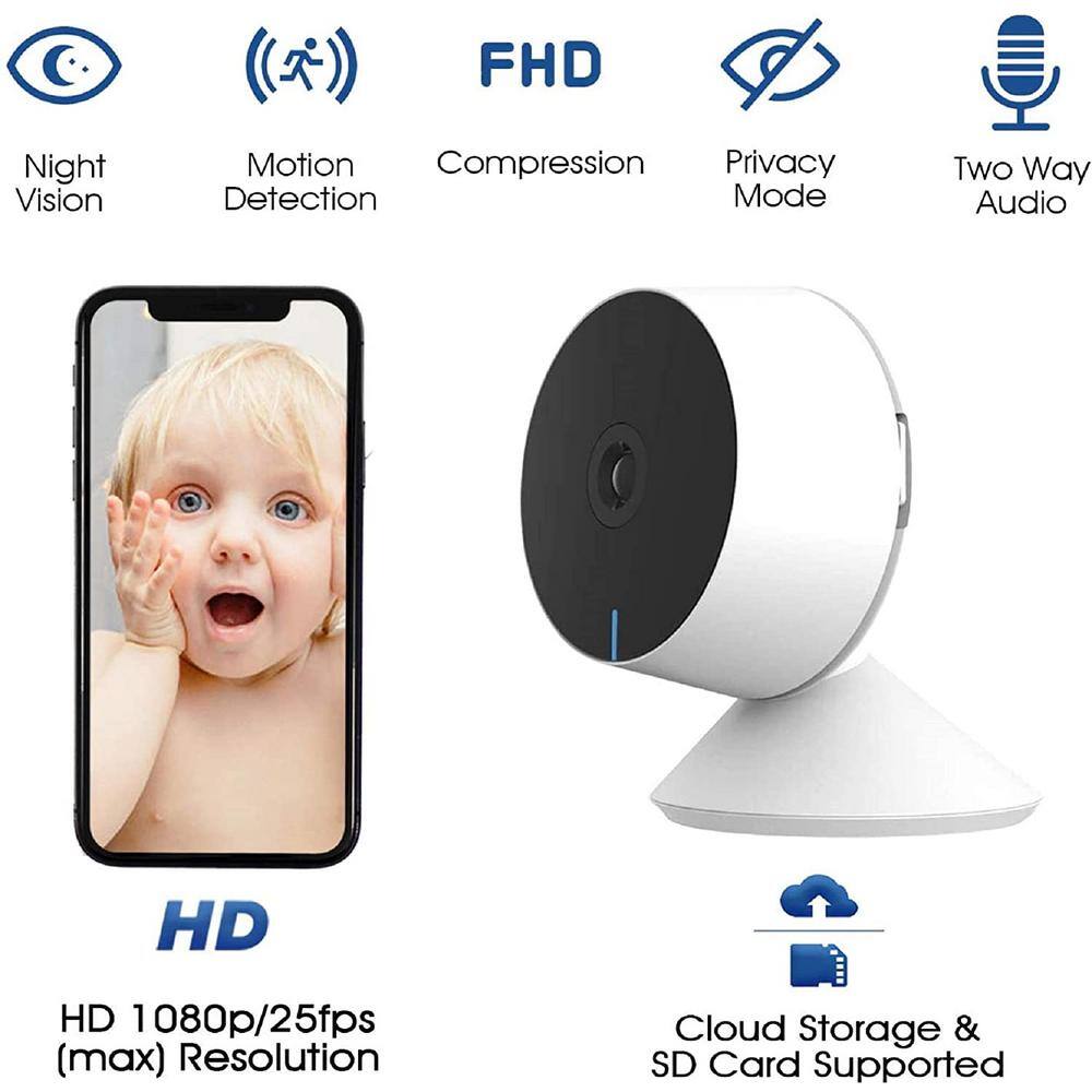 Laxihub 1080P Wired Indoor Wi-Fi Security Camera for Baby with 32G SD Card, Compatible with Alexa and Google Assistant