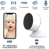 Laxihub 1080P Wired Indoor Wi-Fi Security Camera for Baby with 32G SD Card, Compatible with Alexa and Google Assistant