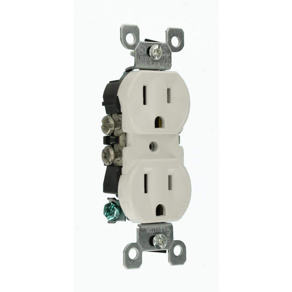 Leviton 15 Amp CO/ALR Duplex Outlet, 125V, White (Model 12650-W)