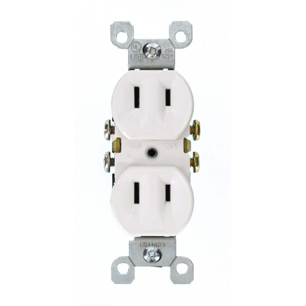 Leviton 15 Amp 2-Wire Duplex Outlet, White, NEMA 1-15R (Model 223-W)