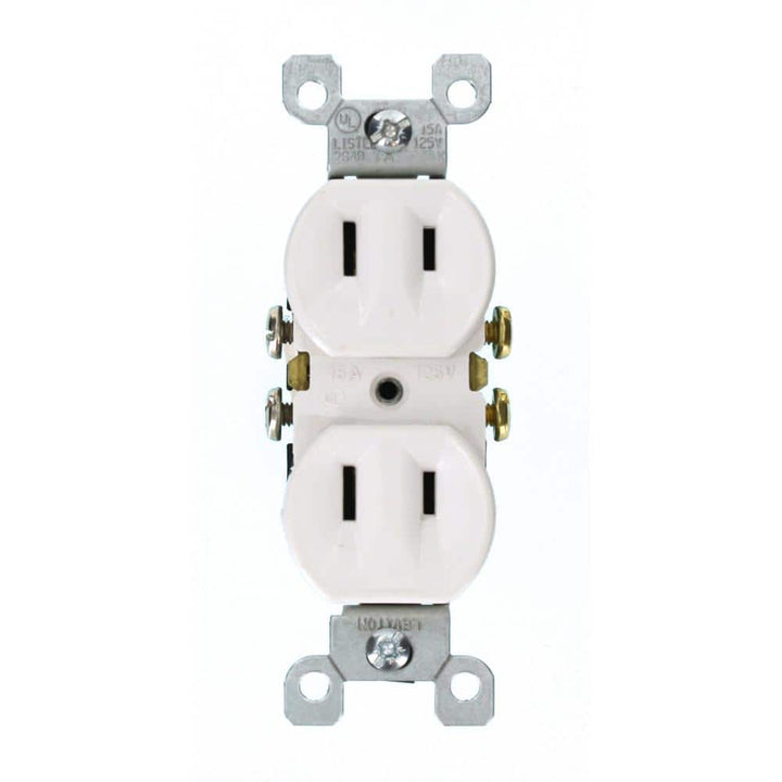 Leviton 15 Amp 2-Wire Duplex Outlet, White, NEMA 1-15R (Model 223-W)
