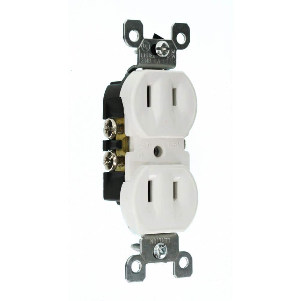 Leviton 15 Amp 2-Wire Duplex Outlet, White, NEMA 1-15R (Model 223-W)