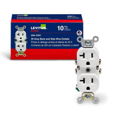 Leviton 20 Amp Commercial Grade Duplex Outlet, White (10-Pack)