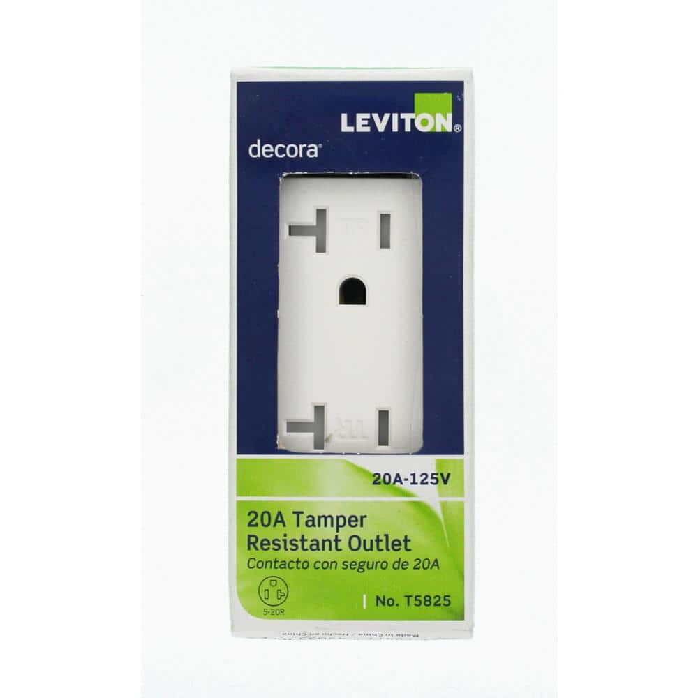Leviton Decora 20 Amp Tamper-Resistant Duplex Outlet, White (10-Pack)