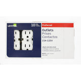 Leviton 15 Amp Commercial Grade Duplex Outlet, White (10 Pack)