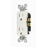 Leviton Decora 15 Amp Residential Grade Grounding Duplex Outlet, White (10-Pack)