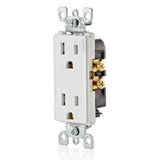 Leviton Decora 15 Amp Residential Grade Grounding Duplex Outlet, White (10-Pack)