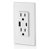 Leviton 15 Amp Decora Type A & C USB Charger Tamper-Resistant Outlet, White (R02-T5633-0BW)