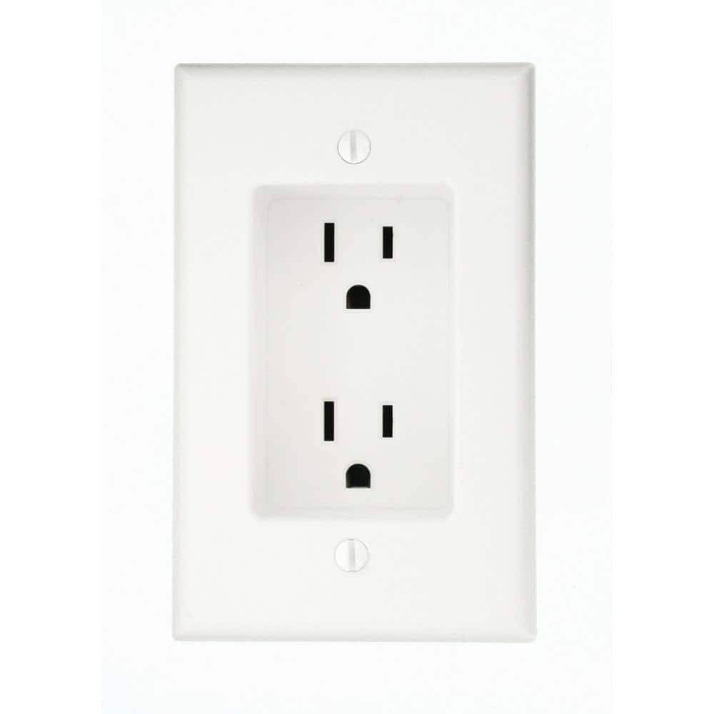 Leviton 15 Amp 1-Gang Recessed Duplex Power Outlet, White