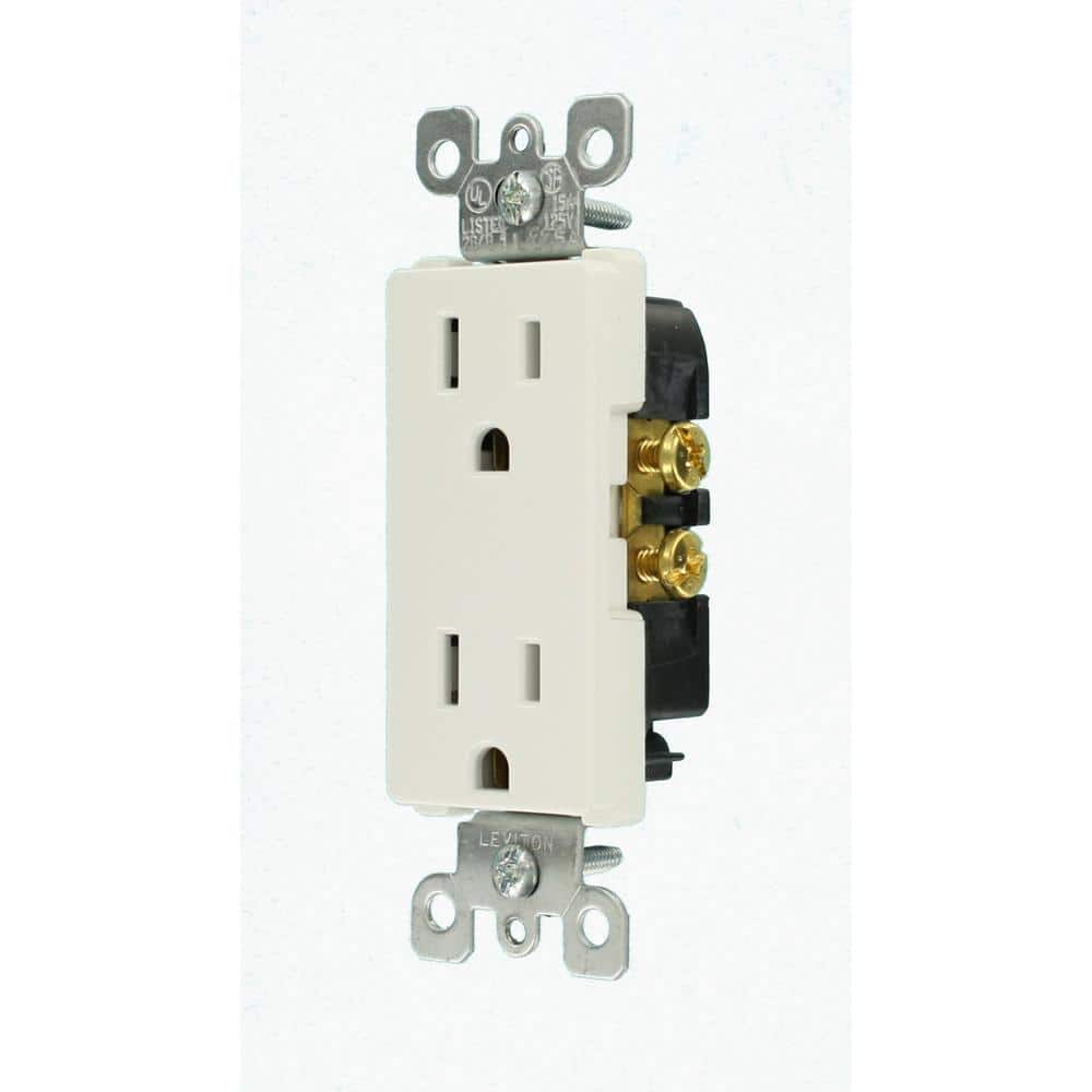 Leviton Decora 15 Amp Residential Grade Self-Grounding Duplex Outlet, White