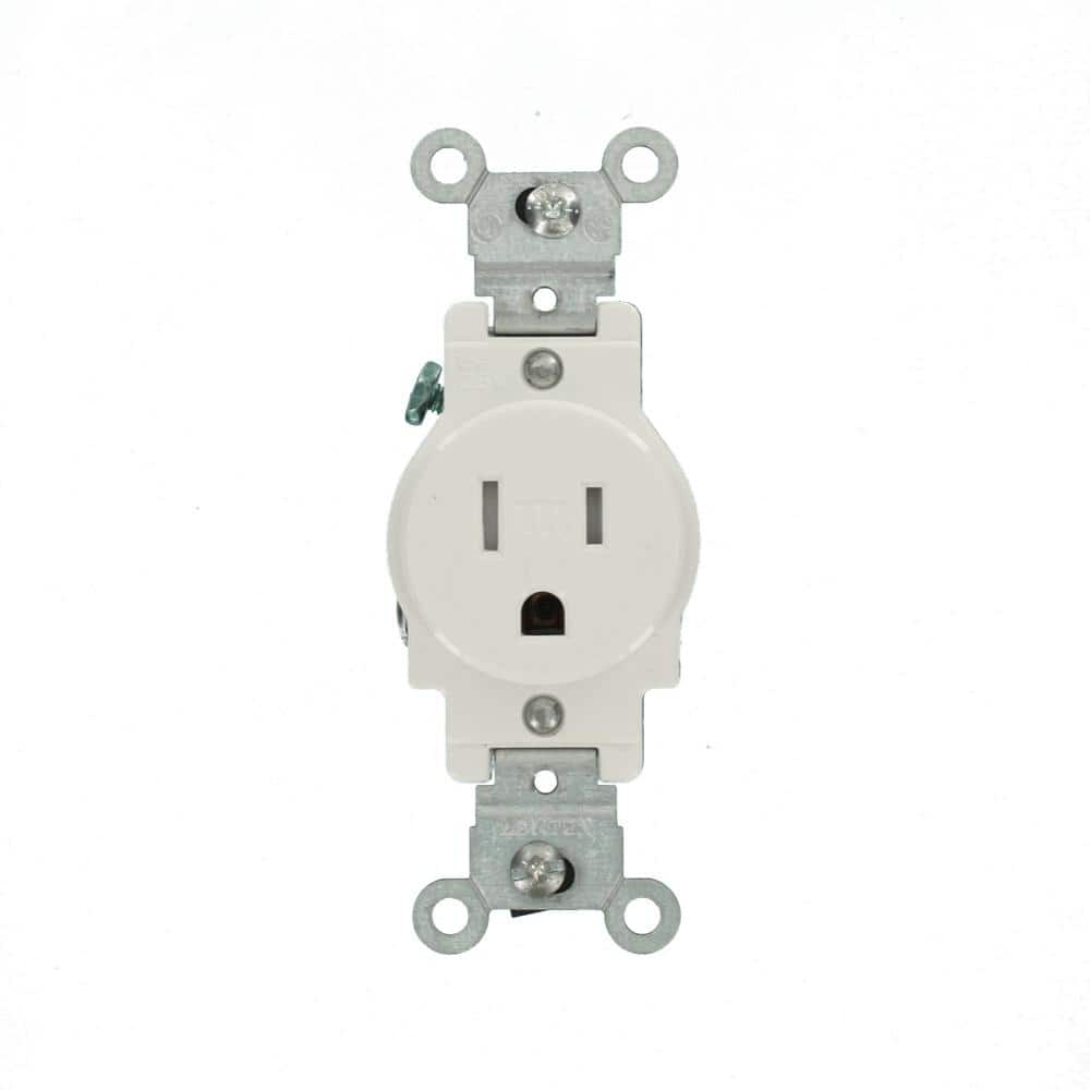 Leviton 15 Amp Commercial Grade Tamper-Resistant Single Outlet, White (NEMA 5-15R, 125V)