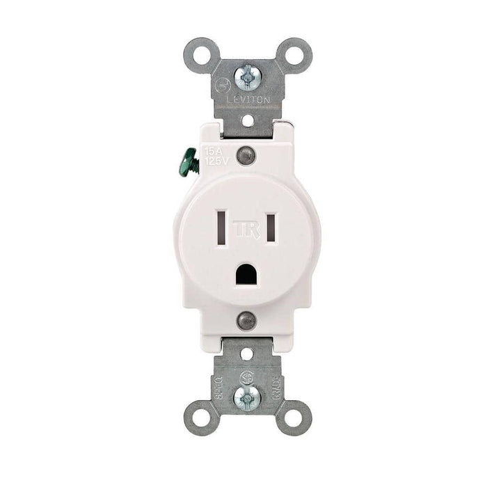 Leviton 15 Amp Commercial Grade Tamper-Resistant Single Outlet, White (NEMA 5-15R, 125V)