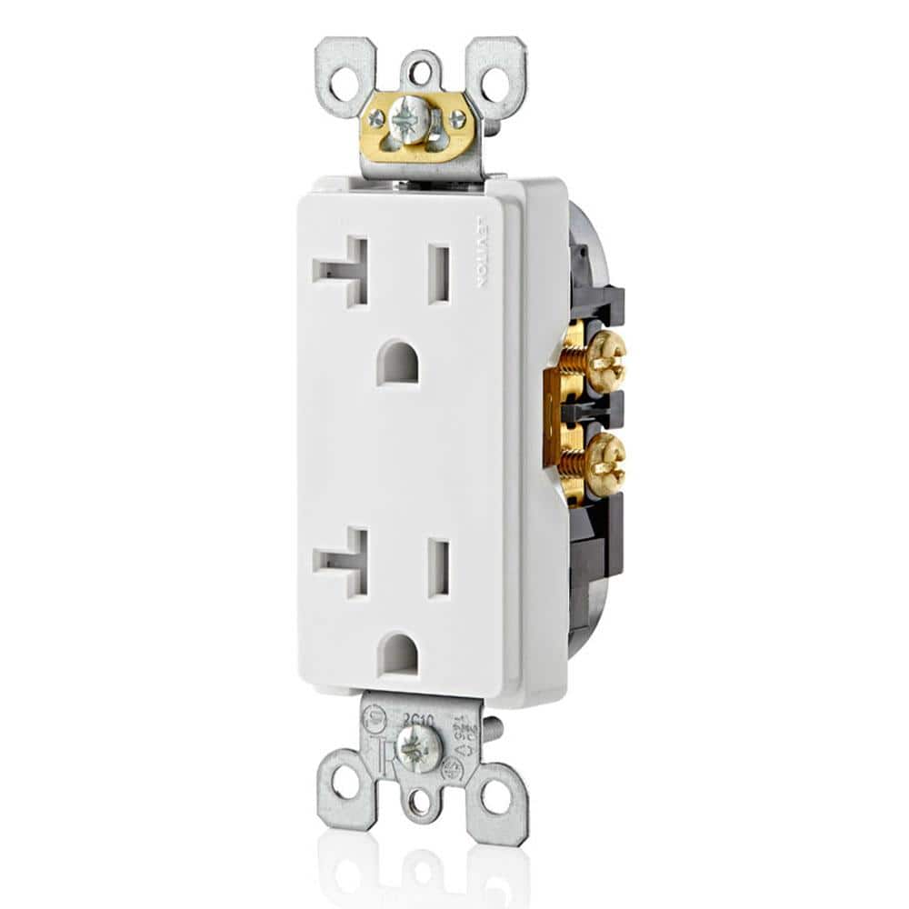 Leviton Decora 20 Amp Tamper-Resistant Duplex Outlet, 125V, White (R52-T5825-00W)