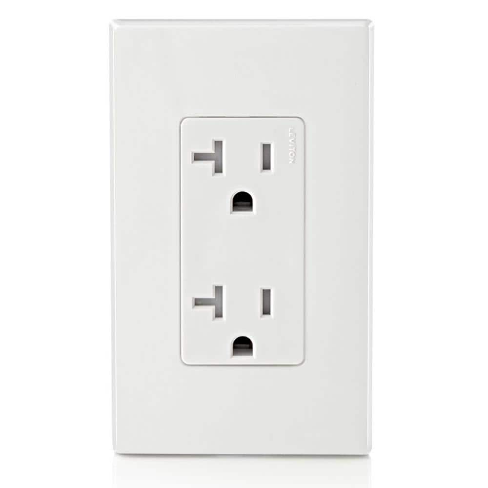 Leviton Decora 20 Amp Tamper-Resistant Duplex Outlet, 125V, White (R52-T5825-00W)