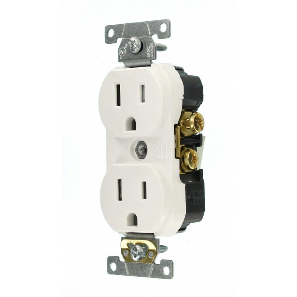 Leviton 15 Amp 125V Commercial Grade Tamper Resistant Duplex Outlet, White (R52-TCBR1-00W)