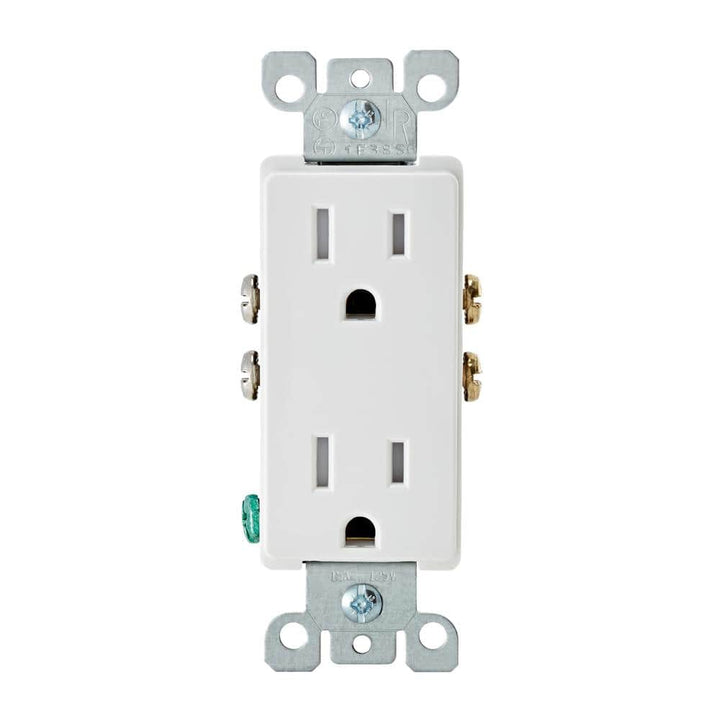 Leviton Decora 15 Amp Tamper-Resistant Duplex Outlet, White