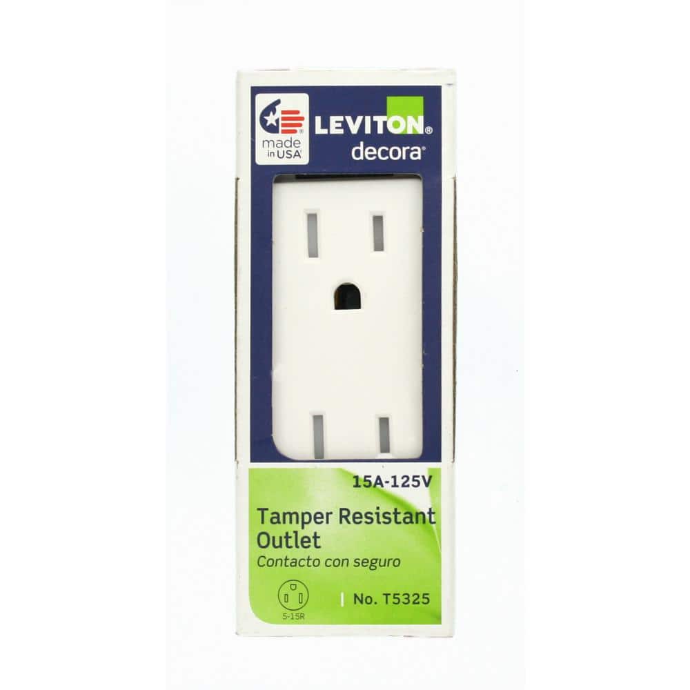 Leviton Decora 15 Amp Tamper-Resistant Duplex Outlet, White