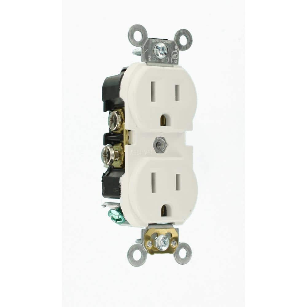 Leviton 15 Amp Commercial Grade Duplex Outlet, White