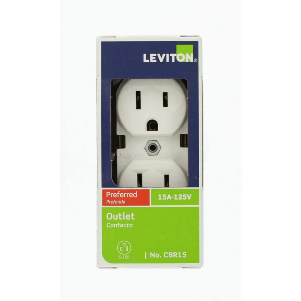 Leviton 15 Amp Commercial Grade Duplex Outlet, White