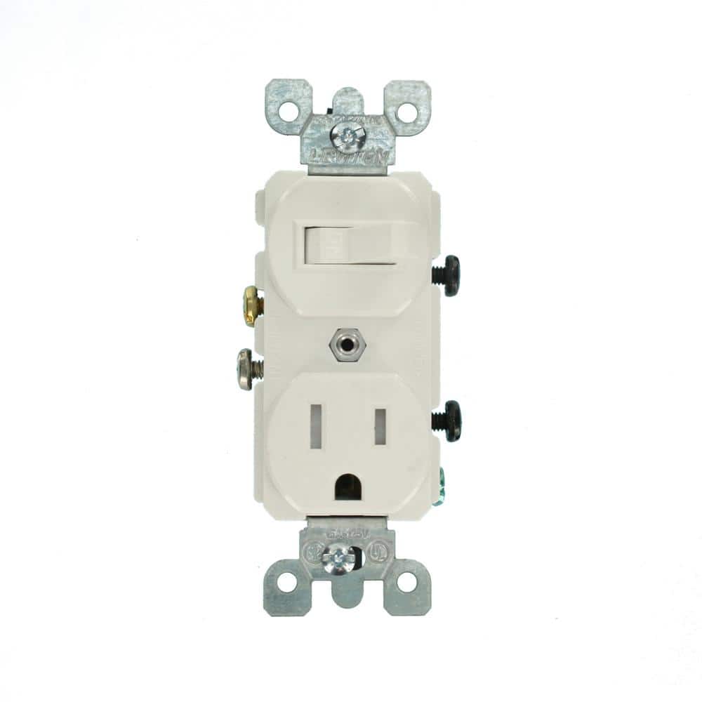 Leviton 15 Amp Tamper-Resistant Combination Switch and Outlet, White (R62-T5225-0WS)