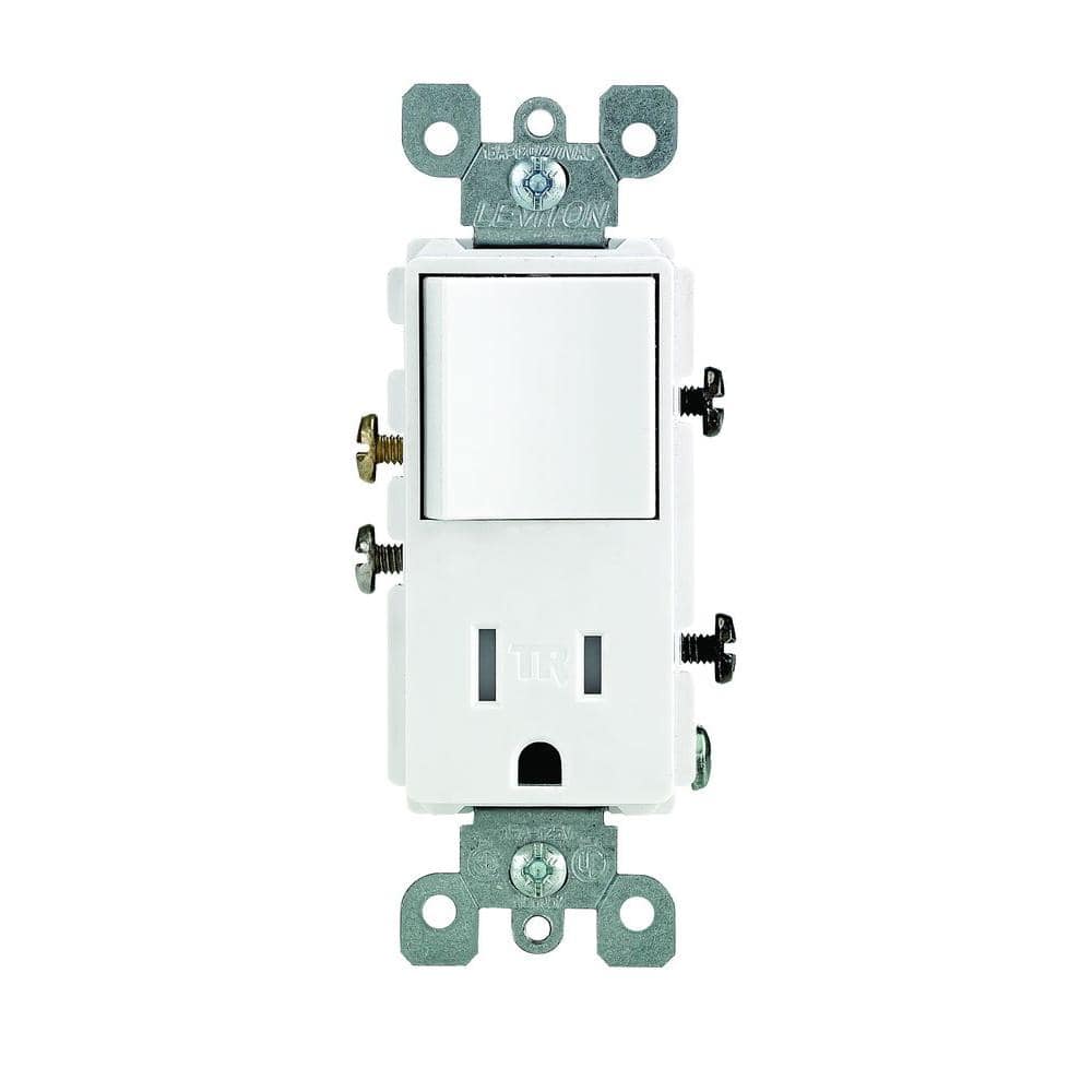 Leviton Decora 15 Amp Tamper-Resistant Combo Switch and Outlet, White (R62-T5625-0WS)