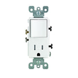 Leviton Decora 15 Amp Tamper-Resistant Combo Switch and Outlet, White (R62-T5625-0WS)